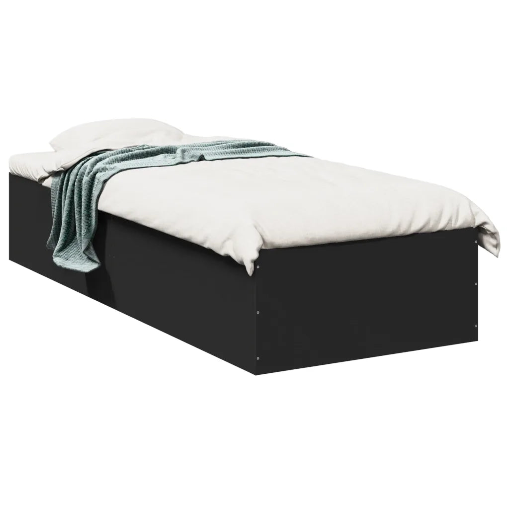 Giroletto-Struttura Letto Nero 100x200 cm in Legno Multistrato 777704
