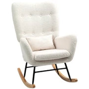 Sedia a Dondolo, Rivestimento Morbido, Imbottitura Spessa, Cuscino Lombare, Antiscivolo, Crema