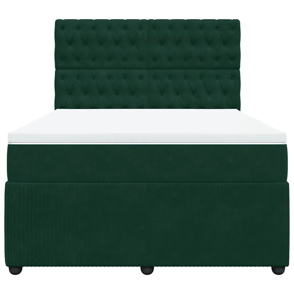 Giroletto a Molle con Materasso Verde Scuro 160x200 cm Velluto
