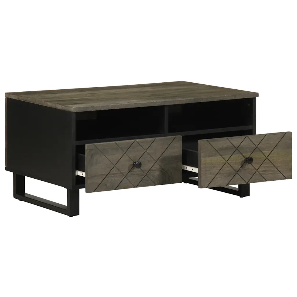 vidaXL Tavolino da Salotto Nero 80x54x40 cm in Legno Massello di Mango