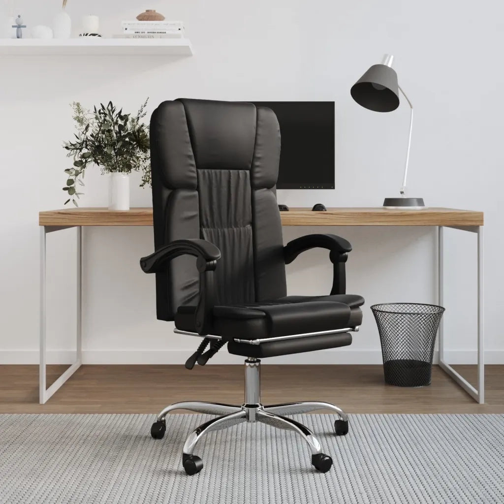 Poltrona da Ufficio Reclinabile Nera in Similpelle cod mxl 26553