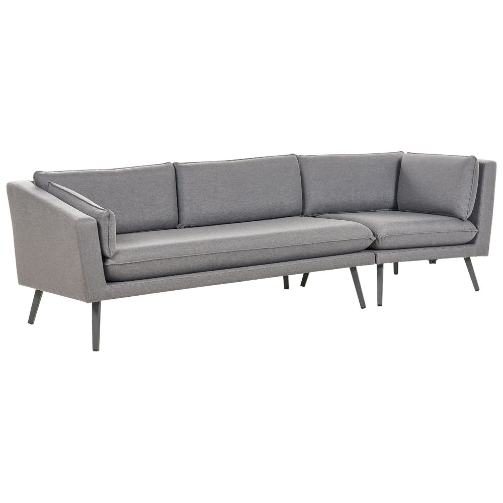 Divano angolare destro da esterno grigio Poliestere Rivestito 3 Posti Divano da giardino Resistente all'acqua UV Design Moderno