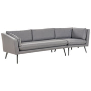 Divano angolare destro da esterno grigio Poliestere Rivestito 3 Posti Divano da giardino Resistente all'acqua UV Design Moderno