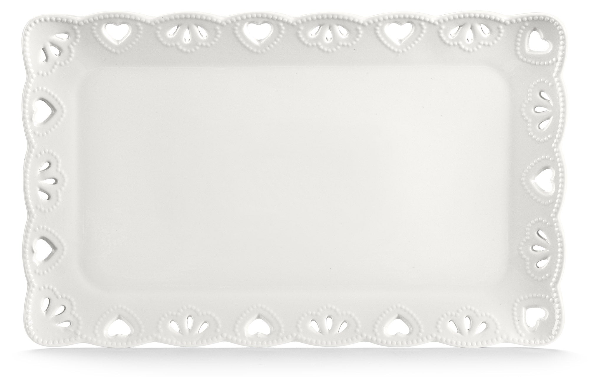 Vassoio Rettangolare 35x22 cm Traforato in Porcellana Kaleidos Juliet Bianco