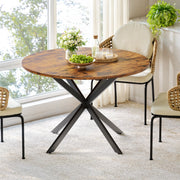 Tavolo da pranzo - rotondo stile industriale - gambe a X - Ø120 cm - marrone/nero - per cucina e soggiorno