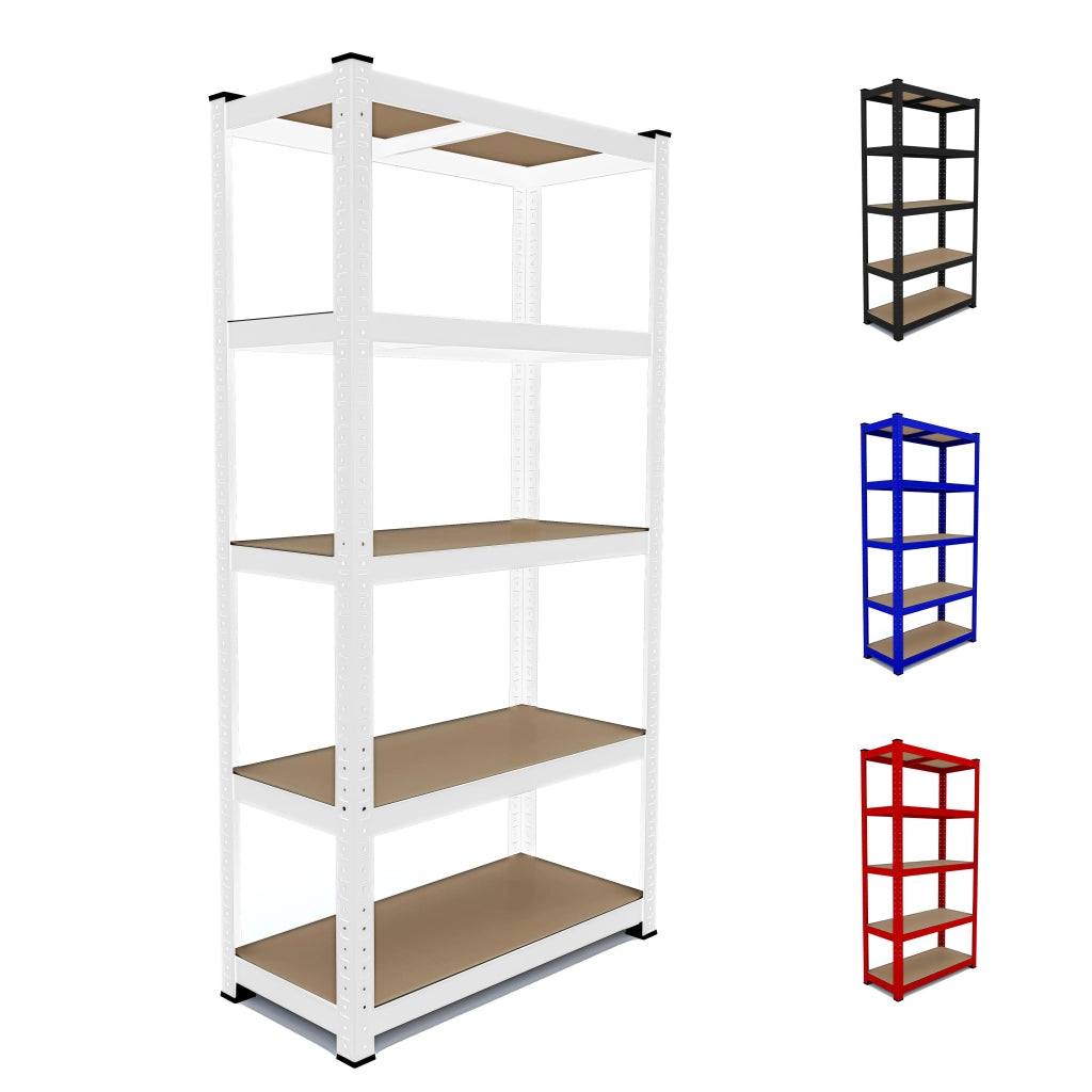Scaffale In Metallo E MDF Ad Alta Portata Fino A 875 Kg Ideale Per Garage Officina Magazzino Cantina Capannone Con 5 Ripiani Regolabili Design Modulare 180 X 90 X 40 Cm Bianco