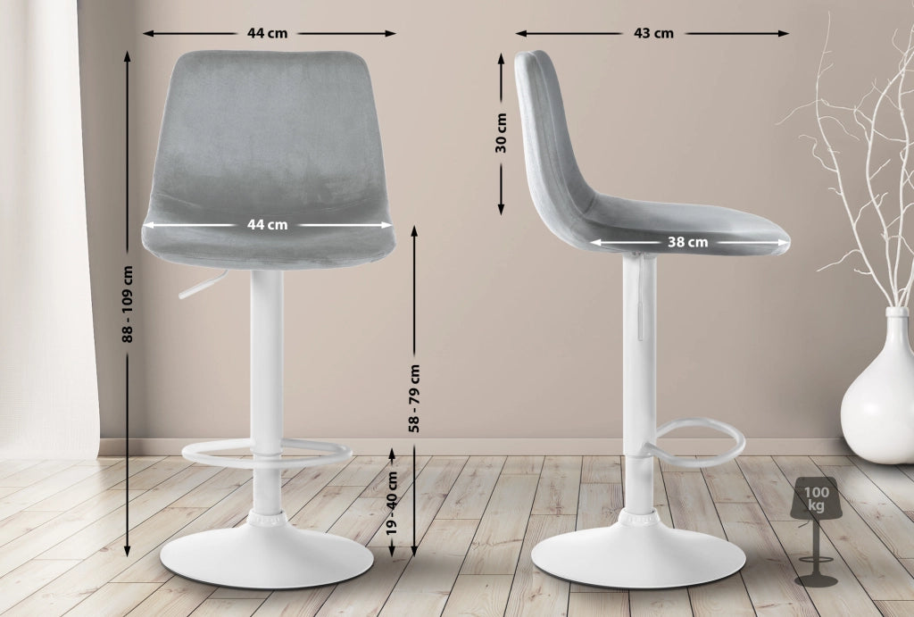 Set di 2 sgabelli da bar Divo velluto bianco 3