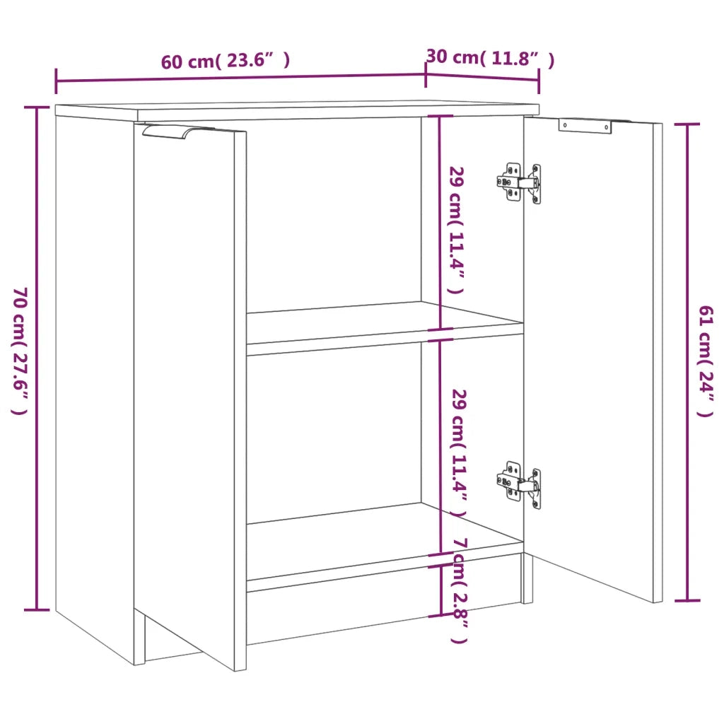 Credenze 2 pz Grigio Sonoma 60x30x70 cm in Legno Multistrato