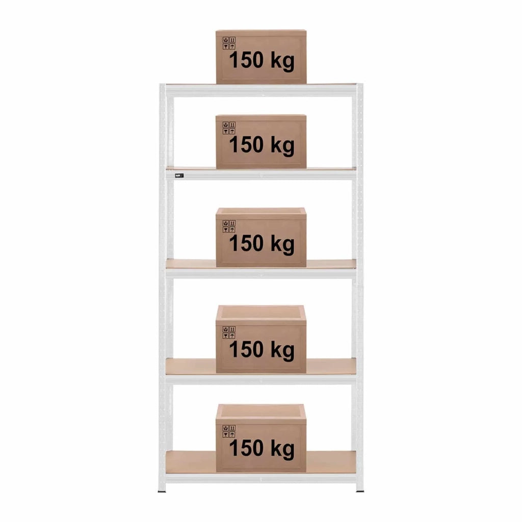 Scaffalatura per carichi pesanti 100 x 60 x 197 cm portata 5 x 150 kg robusto scaffale portautensili per garage/officina grigio 14_0005173