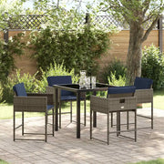 Set da Pranzo per Giardino con cuscino 5 pcs Grigio polyrattan 3380032