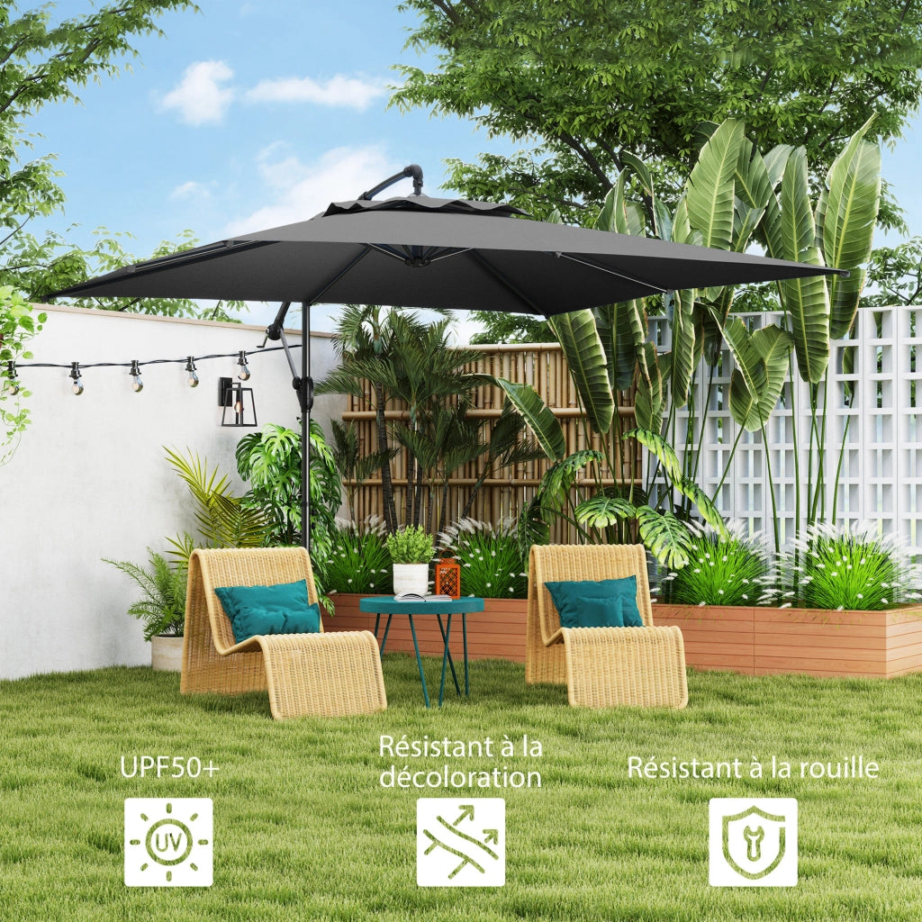 Parasole quadrato inclinabile 3x3 m ¨C zephmum ¨C grigio scuro
