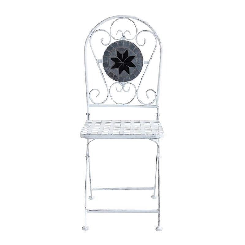 SET BISTROT ALISON STRUTTURA IN ACCIAIO IN COLORE BIANCO ANTICO E MARMO