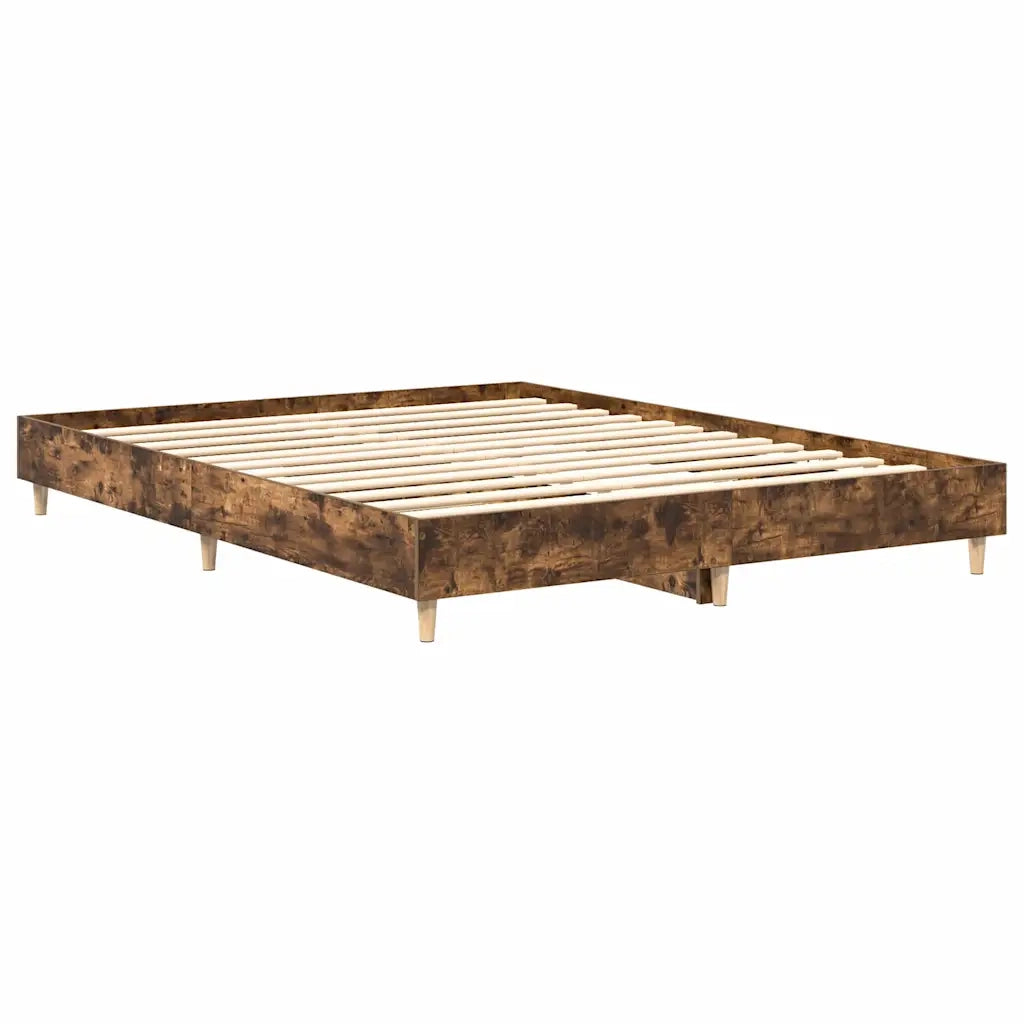 vidaXL Giroletto senza Materasso Rovere Fumo 150x200 cm in Truciolato