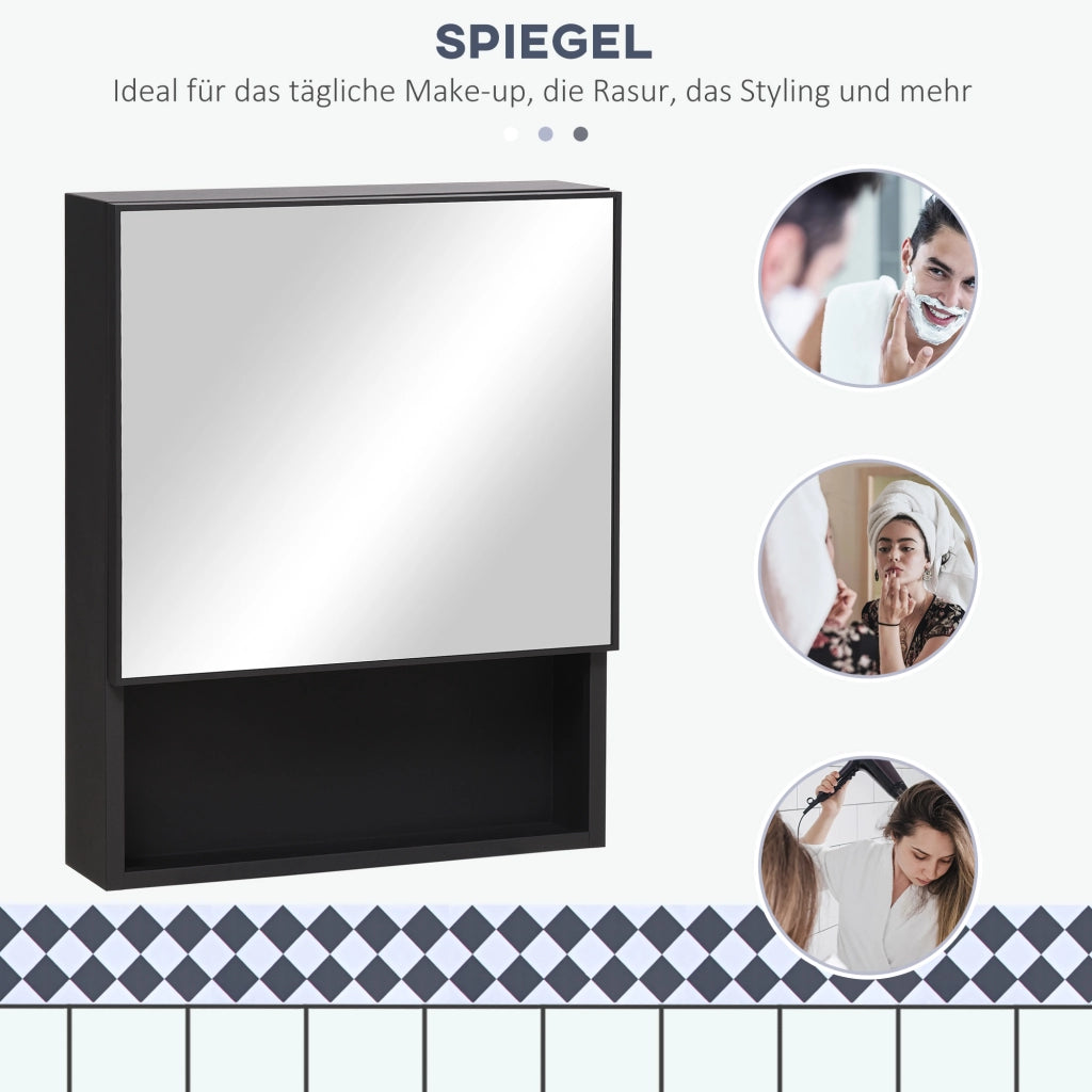 ARMADIO SPECCHIERA DA BAGNO 46x13,5x58 cm Nero in acciaio