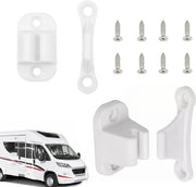Pannello di chiusura 2 pezzi - Pannello di chiusura per caravan - Pannello di chiusura per camper - Blocco di porta - Cerniera di porta - Bianco plastica 6 x 2 cm - Pannello di chiusura per camper