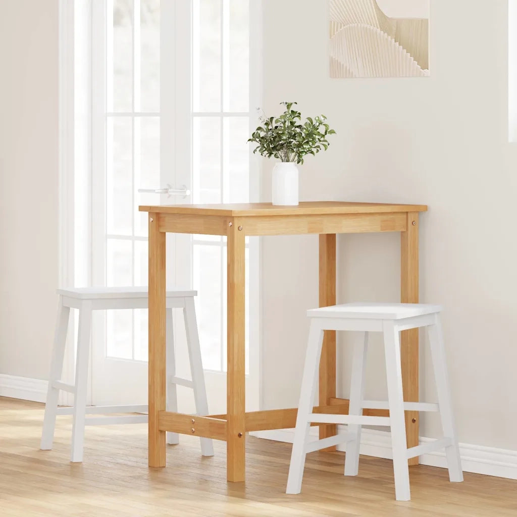 Sedie da Bar 2 pz Bianchi in Legno Massello di Hevea 4102582