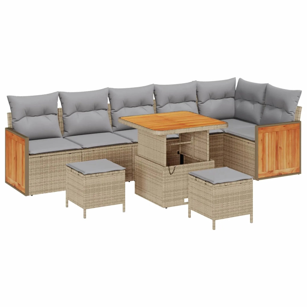 Set Divano da Giardino con cuscino 9 pcs Beige e Grigio Chiaro 3363192