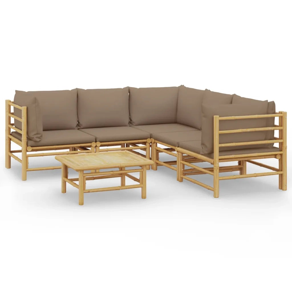 Set Salotto da Giardino 6pz con Cuscini Tortora BambÃ¹
