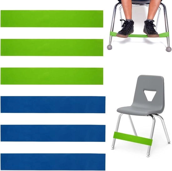 Bande elastiche per sedile, cinture elastiche per fitness e yoga, sedile da spiaggia con cinturino, 3 pezzi verde + 3 pezzi blu