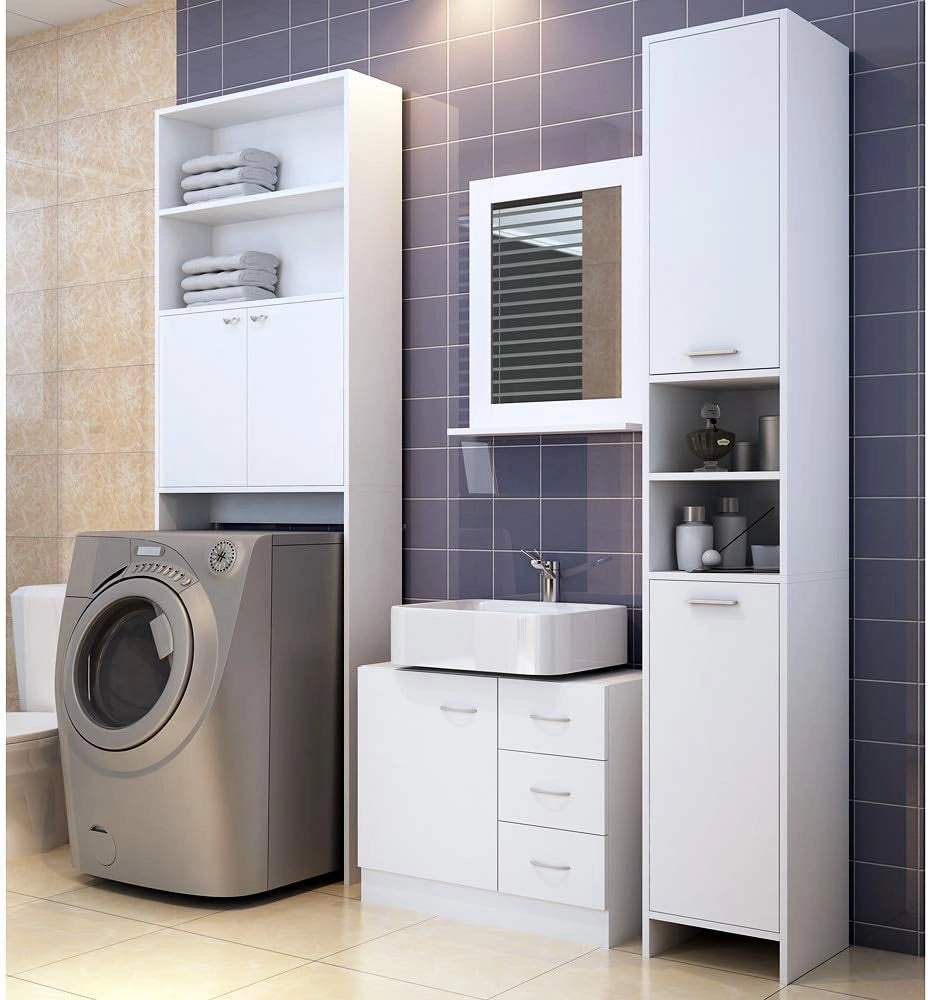 ® Armadietto Sottolavabo 63X54x30 Ripiano con Anta 3 cassetti Mobile da Bagno a Terra Mobiletto Sottolavandino