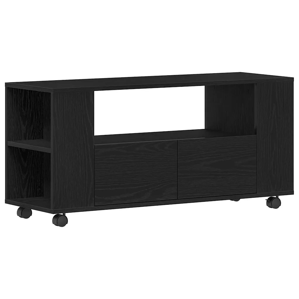 Mobile Porta TV con Ruote-Credenza per TV Rovere Nero 102x34,5x43 cm Truciolato