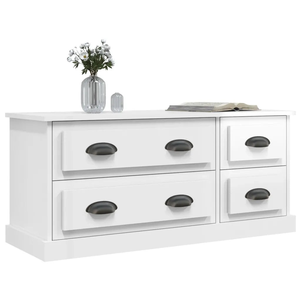 Mobile Porta TV Bianco Lucido 100x35,5x45 cm Legno Multistrato 816450