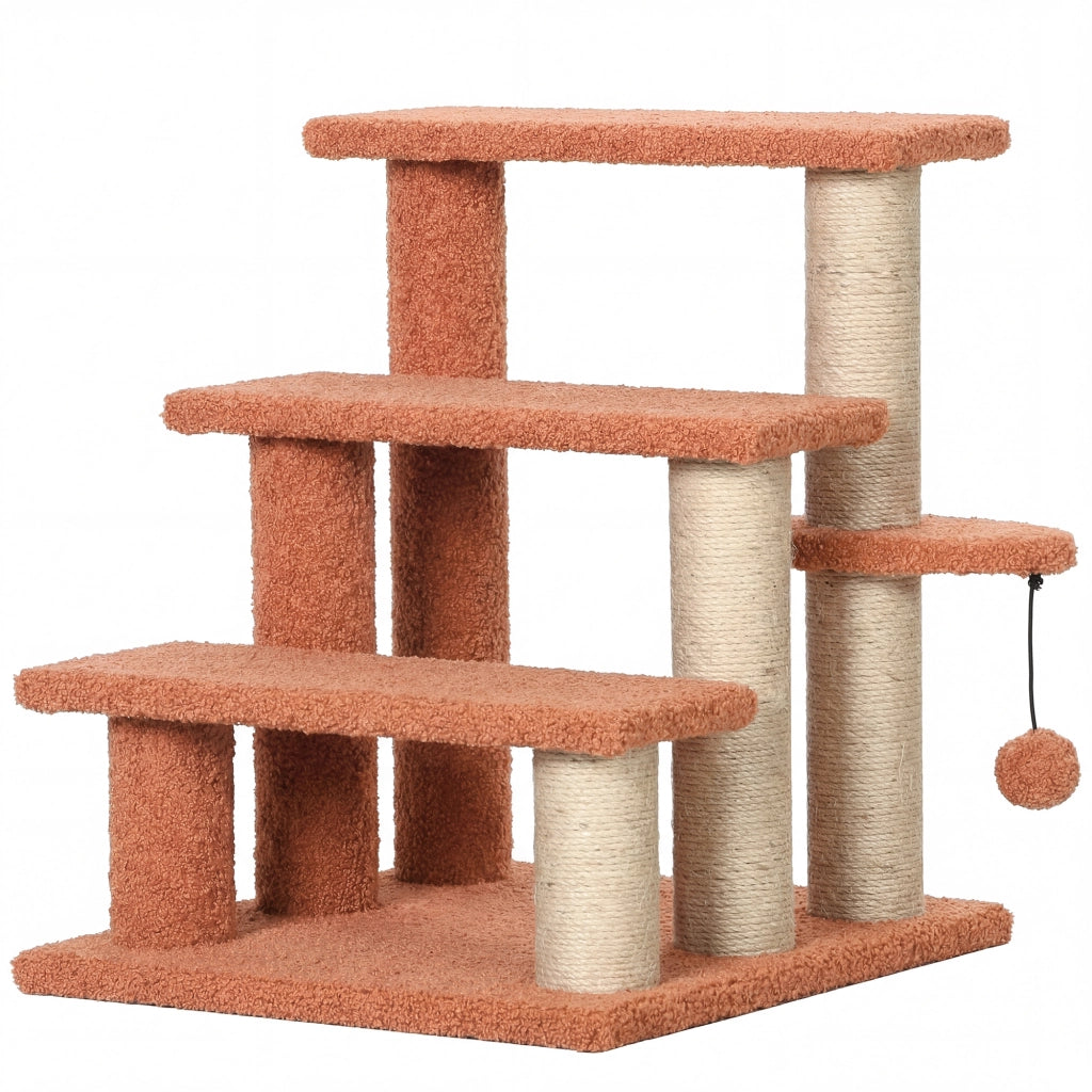 Scaletta per Gatti 3 Gradini con Palla ¨C zephmum ¨C 45x40x48cm Marrone