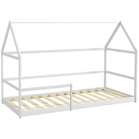 Letto per Bambini con Sponde di Protezione a Forma di Casetta 196x97,5x135 cm Bianco