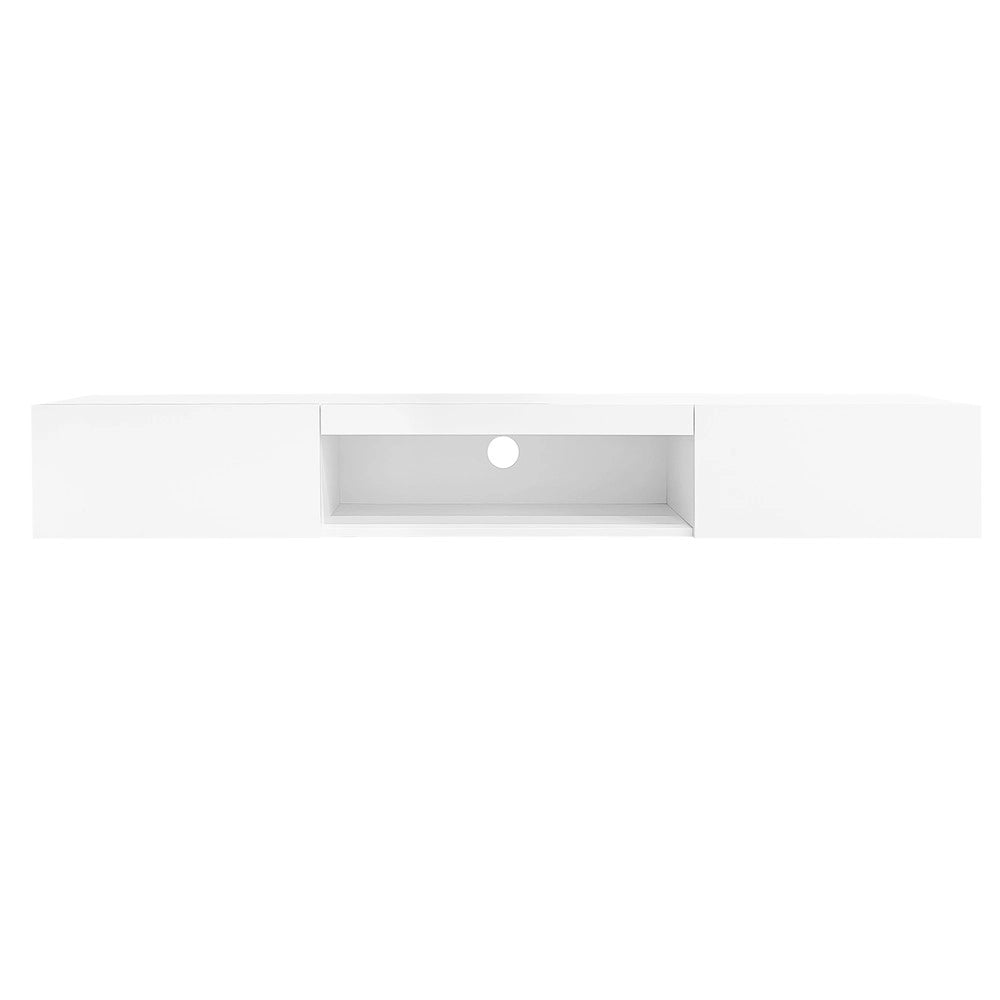 Mobile TV a Parete con LED e Bluetooth ¨C Xylo ¨C Bianco Lucido, 160x31x22 cm