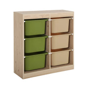 Mobile contenitore per bambini con 6 scatole colorate, verde oliva