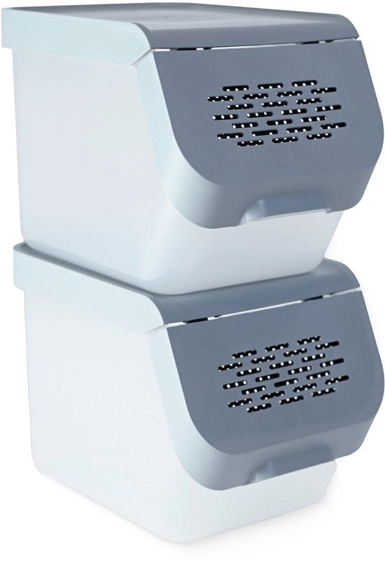 Set di conservazione 2x10L per frutta, verdura, utensili da cucina, contenitore per patate, cipolle, aglio, contenitore per patate con coperchio rimovibile, accessori da cucina