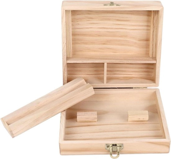 Ridotto in Legno Sostenibile per Accessori Erbacei - Box per Conservazione con 4 Compartimenti.
