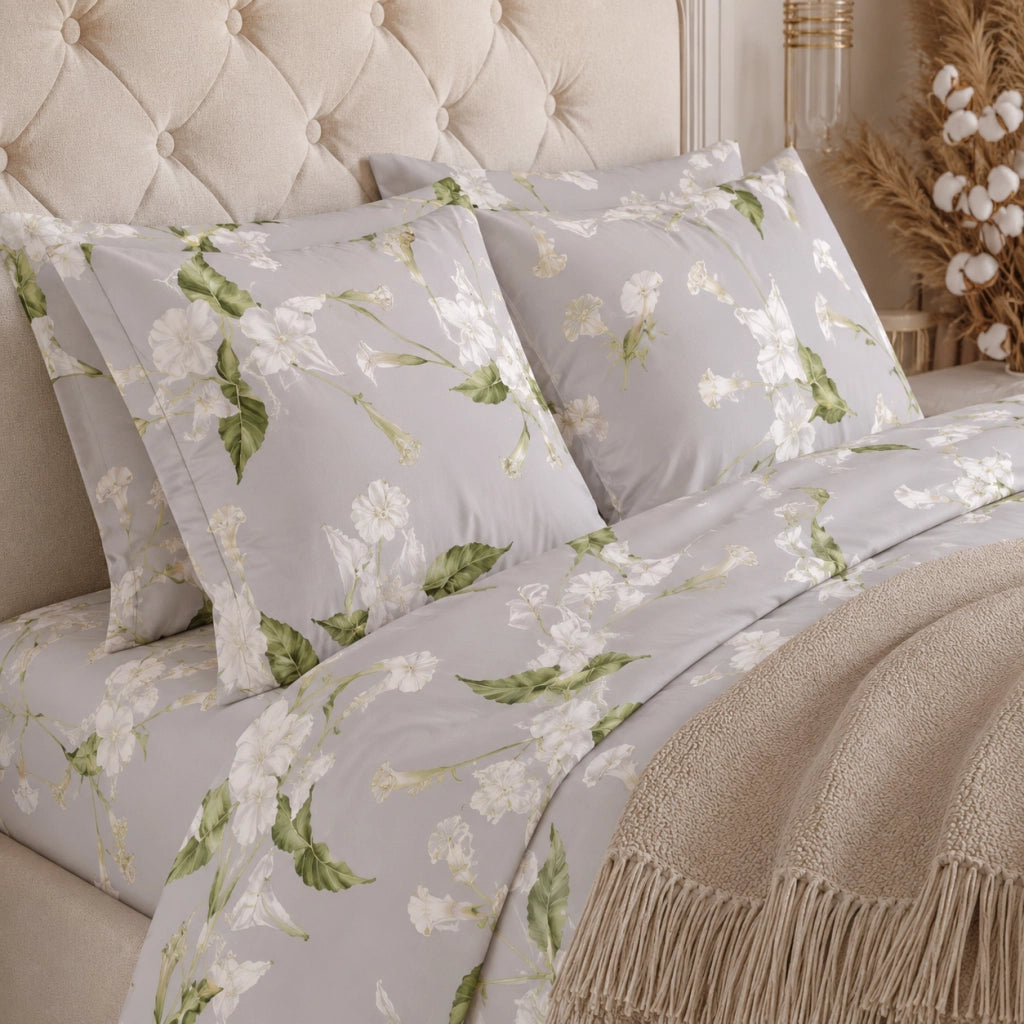 Rovanone, set Completo Letto Matrimoniale in Cotone, Bianco Crema