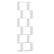 Libreria moderna a 6 ripiani 24 x 40 x 191 cm mobile contenitore divisorio per soggiorno camera da letto ufficio bianco 12_0004224