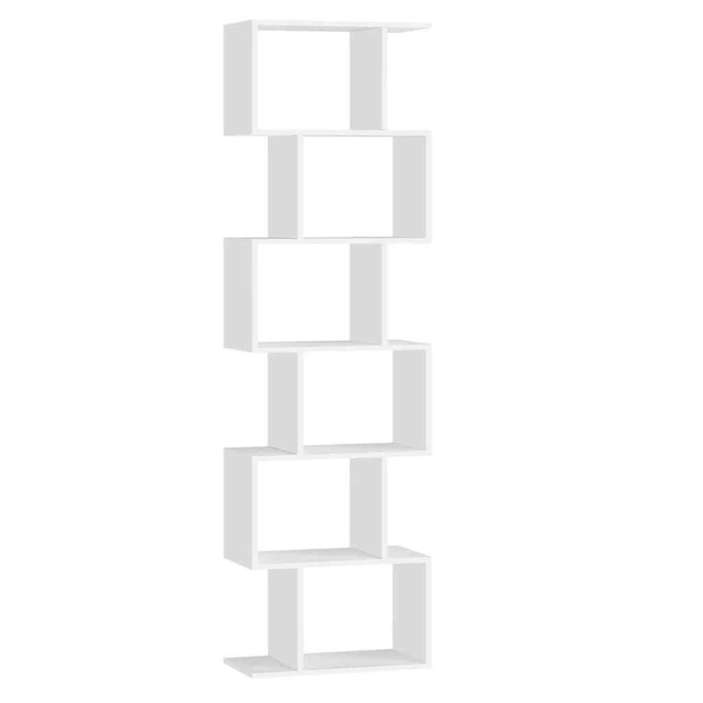 Libreria moderna a 6 ripiani 24 x 40 x 191 cm mobile contenitore divisorio per soggiorno camera da letto ufficio bianco 12_0004224