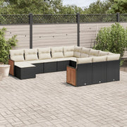 Set Divani da Giardino 12 pz con Cuscini Nero in Polyrattan 3228261
