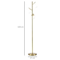 Lampada da Terra Moderna con 3 Punti Luce in Acciaio e Vetro, Ø27x159cm, Oro