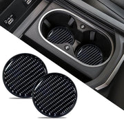 Auto-onderzetters 2-pack in carbonio, antiscivolo, universali 2,75 pollici, shockassorbenti, con tappetino integrato, accessori per auto per donne e uomini (nero)