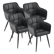 Set di 4 Sedie per Sala Pranzo Birmingham Similpelle Nero [en.casa]