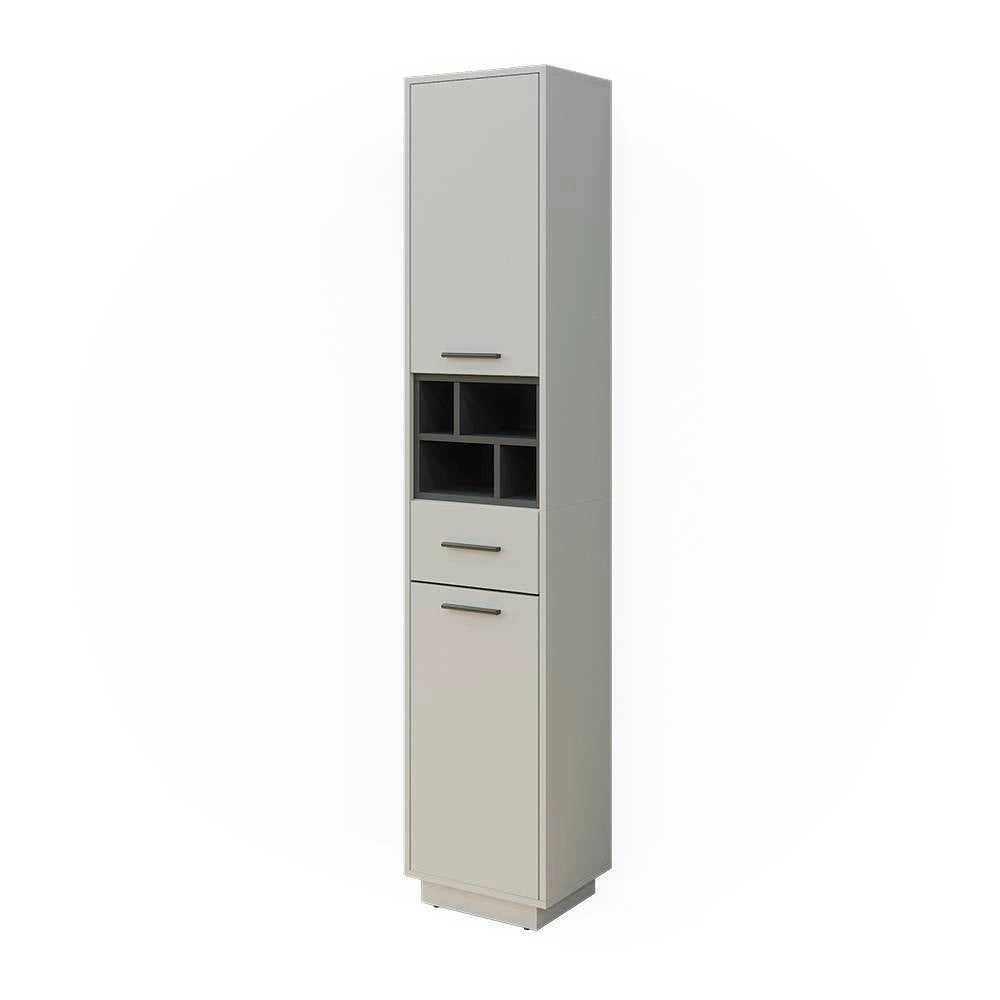 Armadio per il bagno Beatrice Grigio/Antracite 38 x 190 cm Con ante, cassetti e scomparti Vicco