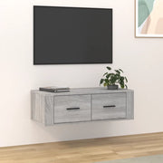 Mobile TV Pensile-Credenza per TV sospesa-Mobile TV Parete Grigio Sonoma 80x36x25cm in Legno Multistrato
