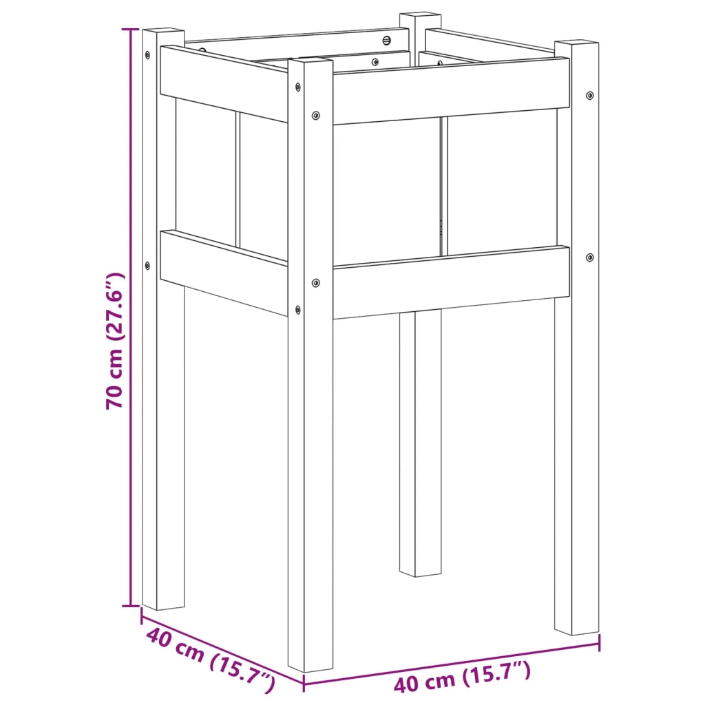 Fioriera da giardino rettangolare 40 x 40 x 70 cm resistente moderna da esterno in legno marrone naturale 02_0058386