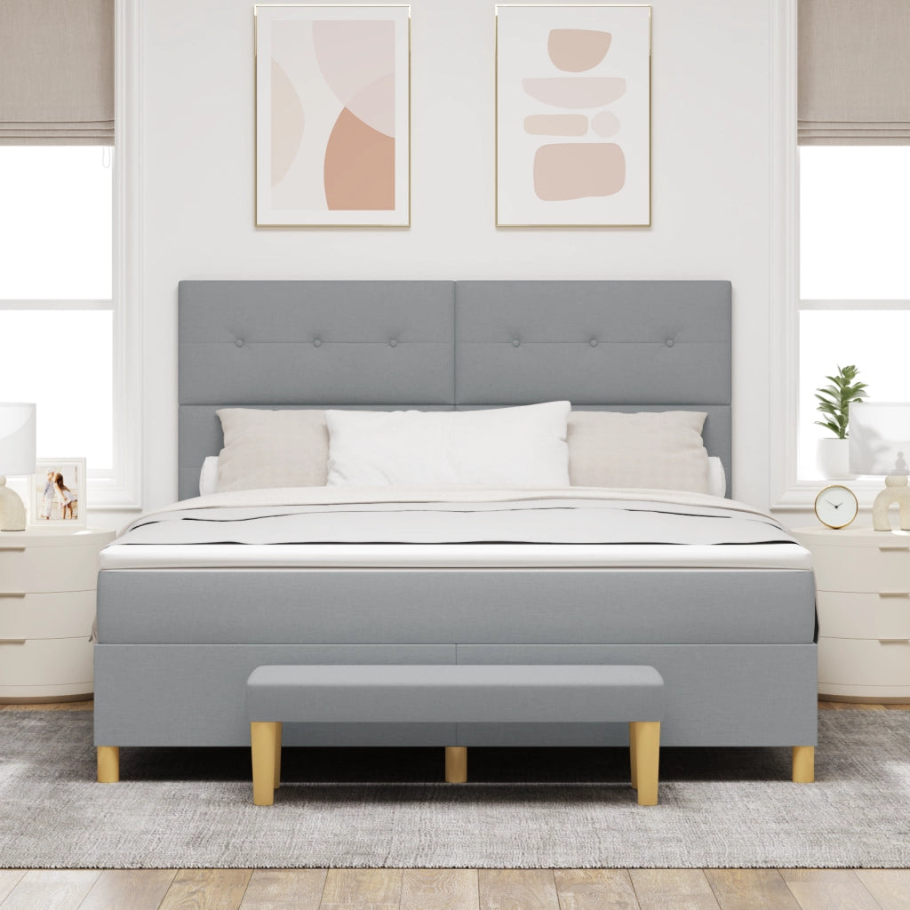 Letto a Rete con Materasso e Panchina Grigio Chiaro 180x200 cm Tessuto