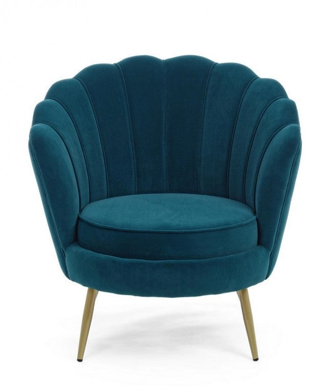Poltrona Giliola in Tessuto effetto Velluto Blu