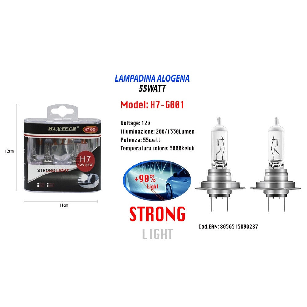 Trade Shop - Lampadina Per Auto H7 12v 55 Watt Super Lucido Lampada Alogena Maxtech H7-g001 -