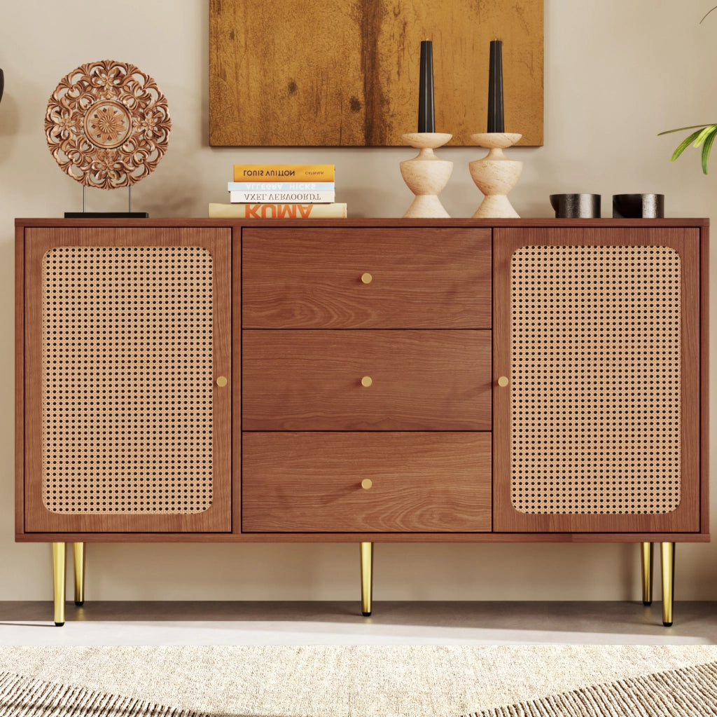 Credenza 150 cm noce con 2 ante e 3 cassetti