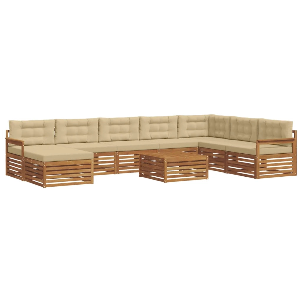 Set di divani da esterno con cuscino 9 pcs Naturale e Beige 3373968