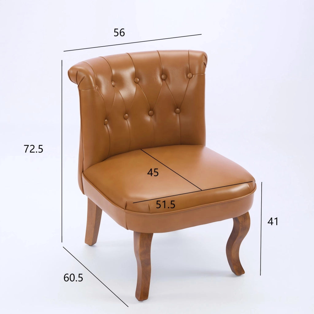 SEDIA Singola in pelle marrone chiaro 64.0x59.0x50.0 cm con gambe in legno