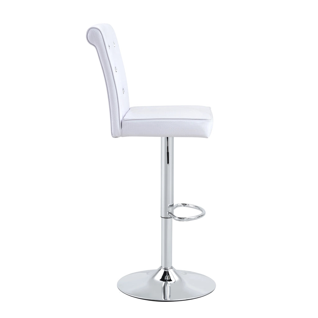Sedie da sala da pranzo set da 4 con design effetto coccodrillo, dettagli in cristallo e seduta imbottita, in PVC bianco