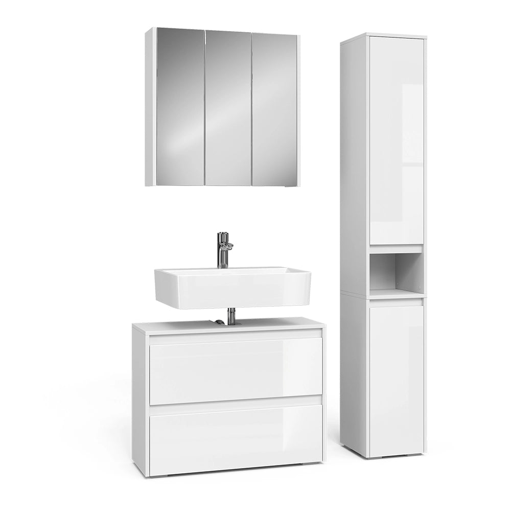 Vicco Set di mobili da bagno Bianco/bianco lucido 3 parti